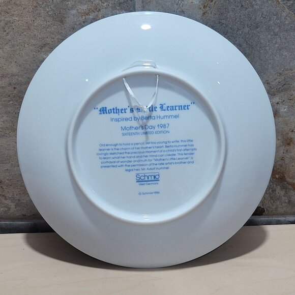 Schmid Hummel Mothers Day 1987 Mothers Little Learner Decorative Wall Plate - Picture 2 of 12